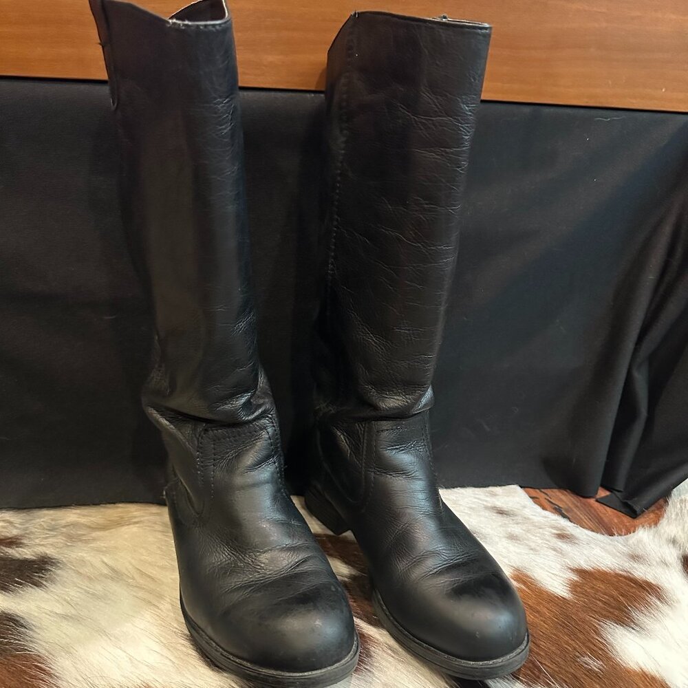 Kenneth Cole Reaction Tried and Tide Black Leather Riding Boots size 8.5 M
